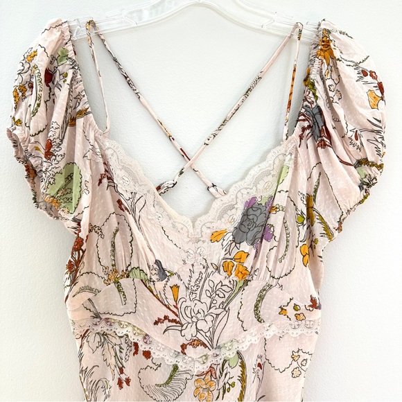 NWT Anthropologie Dainty Mini Dress Size Small Floral Lace Low Back Lacy Lounge - Picture 7 of 13